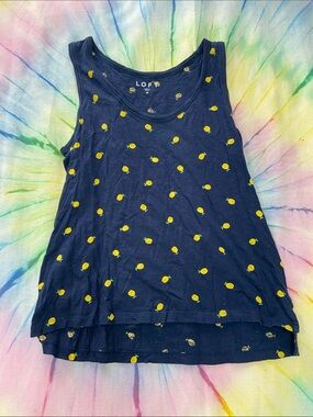 LOFT Navy Tank with Yellow Lemon Motif